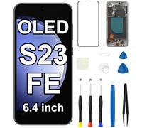 Pantalla OLED de repuesto para Samsung S23 FE 5G SM-S711U SM-S711U1 SM-S711B con botón lateral de marco, pantalla táctil, digitalizador LCD, kit de herramientas de reparación de montaje completo, 6.4