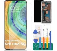 Pantalla OLED para Samsung S20 Ultra LCD para Samsung Galaxy S20 Ultra 5G, pantalla de repuesto para SM-G988U SM-G988 SM-G988N digitalizador táctil con marco (con huella dactilar, plateado)
