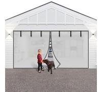 Pantalla opaca de privacidad para puerta de garaje de 2 autos, privacidad de 16 x 7 pies, color gris plateado, pantalla magnética resistente para garaje, manos libres, puerta de garaje magnética