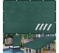 Pantalla para balcón resistente al viento, 60 x 530 cm, protección de privacidad al aire libre, con ojales y corbata, ajuste personalizado para jardín y terraza, color verde oscuro, resistente a la