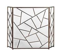 Pantalla para Chimenea Pantalla de Chispa Pantalla de Chimenea Simple 3 plegadas Pantalla de Fuego con Hierro Forjado Hollow Net Interior Chimenea Decoración Dorada Rejillas Decorativas para Chispas