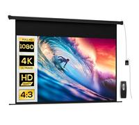 Pantalla para videoproyector HOMCOM de 100 Pulgadas, Pantalla de proyección motorizada y eléctrica 16:9 4K HD, Pantalla de proyección de TV y Cine en casa, Montaje en Pared o Techo, Panel de Control