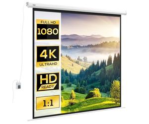 Pantalla para videoproyector HOMCOM de 96 pulgadas, pantalla de proyección motorizada y eléctrica 1:1 4K HD, pantalla de proyección de TV y cine en casa, montaje en pared o techo, panel de control y