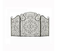 Pantalla protectora grande para chimenea, Mampara de chimenea hierro forjado 3 paneles, color rojo, cobre y negro, 88 x 30 70 cm(Red Copper)