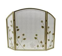 Pantalla protectora grande para chimenea, Mampara de chimenea hierro forjado negra y dorada, 25 x 78 55 cm(Gold)