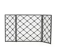 Pantalla protectora grande para chimenea, Mampara de chimenea hierro forjado plegable 3 paneles, color dorado y negro, 82 x 70 12 cm(Black)