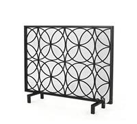 Pantalla protectora grande para chimenea, Mampara de chimenea malla hierro forjado multicolor 105x20x68 cm(Black)