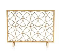 Pantalla protectora grande para chimenea, Mampara de chimenea malla hierro forjado multicolor 105x20x68 cm(Gold)