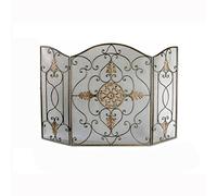 Pantalla protectora grande para chimenea, Mampara de chimenea metálica 3 paneles, latón, 65 x 83 30 cm