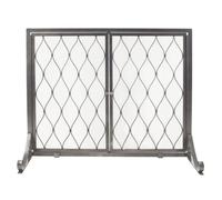 Pantalla protectora grande para chimenea, Mampara metálica for chimenea de pie, puertas dobles, malla hueca