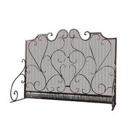 Pantalla protectora grande para chimenea, Mampara metálica for chimenea en negro y marrón(Black)