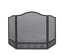 Pantalla protectora grande para chimenea, Pantalla de chimenea hierro forjado negra for interior y exterior