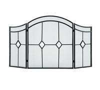 Pantalla protectora grande para chimenea, Pantalla de chimenea malla triple metal negro