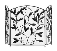 Pantalla protectora grande para chimenea, Pantalla de malla for chimenea 3 paneles, color negro y rojo cobre, 30 x 50 pulgadas(Black)