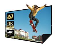 Pantalla Proyector, Pantalla de Proyeccion 180" Pantalla para Proyector Portátil Plegable Lavable 16: 9 4K 3D Fondo Negro para Interior Exterior (180", Doble Cara)
