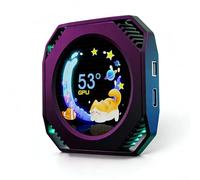 Pantalla secundaria USB de 2,1 pulgadas: pantalla redonda de 480 x 480 para PC, monitor de refrigeración por agua con soporte magnético y soporte, para Windows 7+ (negro)