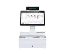 Pantalla táctil de 14,1 pulgadas, caja registradora, teclado, impresora incorporada de 58 mm, paquete completo, computadora POS, POS de fábrica, caja registradora Para comercios y empresas(Bianco)