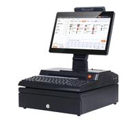 Pantalla táctil de 14.1 pulgadas, caja registradora, teclado, impresora integrada de 58 mm, paquete completo, computadora POS de fábrica, caja registradora para negocios y empresas(Nero)