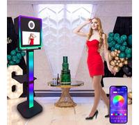 Pantalla táctil de 15,6 Pulgadas - Cabina de Fotos portátil (I5-8GB+Mini PC de 256GB) + Anillo de luz RGB, Máquina de Cabina de Fotos con Estuche de Vuelo (Black)