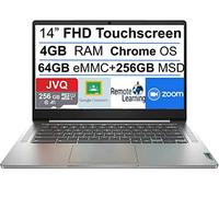 Pantalla táctil Lenovo Chromebook 3 de 14 pulgadas FHD IPS 2022, CPU MediaTek MT8183 de 8 núcleos (hasta 2.0 GHz), 4 GB de RAM, 320 GB de espacio (64 GB eMMC+256 GB MSD), cámara web, WiFi, Bluetooth, USB tipo C, Chrome OS+JVQ MP