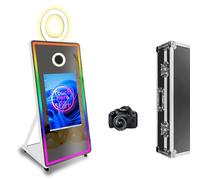 Pantalla táctil portátil de 32 Pulgadas con cámara, Cabina de Fotos de 65 Pulgadas Selfie Magic Mirror, para Alquiler de Eventos de Bodas (White, Photo Booth with Camera)