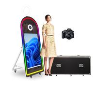 Pantalla táctil Selfie Magic Mirror PhotoBooth Máquina de 65 Pulgadas con cámara, portátil, movible, Grande, Pantalla táctil de Arco de 43 Pulgadas, Cabina de Fotos, con Embalaje de Funda de(White)