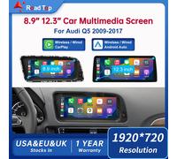 RoadTop 12,3 pulgadas inalámbrico CarPlay Multimedia pantalla ultrafina Android Auto para Audi Q5 2009-2017 función Airplay Autolink 8.9 LHD CAR NO GPS