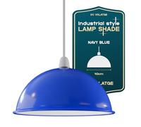 Pantallas de luz de techo industrial retro, 40 cm, cúpula de metal rústico, fácil ajuste, pantallas vintage para iluminación colgante, lámparas de pared, lámparas de (Azul marino)