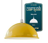 Pantallas de luz de techo industrial retro, 40 cm, cúpula de metal rústico, fácil ajuste, pantallas vintage para iluminación colgante, lámparas de pared, lámparas de (Amarillo)