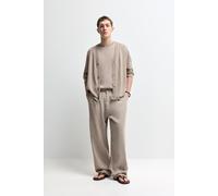 Pantalón 100% lino wide leg Lefties Edition MARRÓN TOPO 42