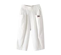 Pantalón ancho para mujer, pantalón fluido para mujer, cintura elástica de algodón y lino, pantalones Capri Casual y suave, ligero, transpirable con bolsillos para pantalones de relajación para las