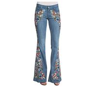 Pantalon Campana Mujer Cintura Alta Casual con Bolsillo de Mezclilla Vaqueros Rotos Otoño Moda Elástica Pantalones Anchos de Slim Fit Holgados Jeans Rebajas Largo Pantalones Ancha Vaqueros Azul