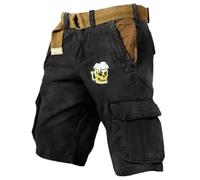 Pantalon Cargo Corto Hombre - Shorts Cargo para Hombre con Estampados De Moda Ropa Casual Versátil para Celebraciones Festivas Comodidad Durante Toda La Temporada Tejido Ligero Y Duradero (Black S)