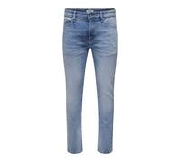 ONLY&SONS Vaqueros Ajustados Hombre Lavado Claro Cintura Baja 5 Bolsillos Cremallera, Color:Azul, Talla de pantalón:28W / 32L, Largo de la Pierna:L32