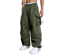 Pantalón Cargo para Hombre Baggy - Pantalón Ancho para Hombre Hip Hop Y2K Jogging Pantalón de Streetwear con Banda Elástica de Estilo Vintage de Pierna Ancha Sudadera Pantalón de Paracaidista Cargo