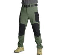Pantalon Cargo para Hombre Tácticos Pantalón de Trabajo Impermeables Multibolsillos, Pantalones Baggy Cintura Elastica Militar para Extreme, Running, Trekking Calças Homem Verde XXL