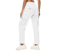 Pantalón Cargo para Mujer Astillero holgado, multibolsillos con cremallera, clásico, pantalón para mujer, playa, ocio, elástico, chándal, verano, Streetwear Bodybuilding, blanco, L