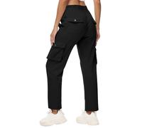 Pantalón Cargo para Mujer Obra Amplio Multibolsillos con Cremallera Clásico Pantalón Mujer Playa Ocio Elástico Chándal Verano Streetwear Bodybuilding, Negro , L