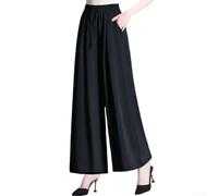 Pantalón Casual Mujer Oficina Uso Diario Cómodo | para cintura elástica, plisado drapeado, corte wide leg, para estilo casual elegante, tallas M-3XL