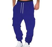 Pantalon Chandal Hombre,Pantalones de Trabajo Hombre con Multibolsillos Cintura Elástica Pantalón Cargo con Cordón Holgados Color Sólido Sweatpants con Bolsillos Casual Uso Diario Pants