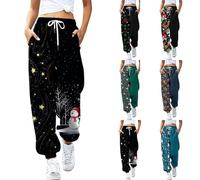 Pantalón Cintura Elástica Mujer Fluido, 2025 Nuevo Pantalón Mujer Invierno Chic, Slacks Cordón De Sujeción Trouser Casual Versátil Sudadera Navidad Impreso Slacks Invierno Chic Sudadera S-5Xl, malva