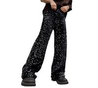 Pantalón con lentejuelas para hombre, de cintura alta, de disco para hombre, estilo vintage, informal, de pierna ancha, elegante, de corte holgado, cómodo, versátil, para banquetes, carnaval, fiesta