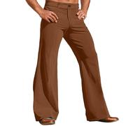 Pantalón cortavientos forrado polar para hombre Flared Outdoor Corduroy Wide Leg Large Size Fashion Solid Color Casual Pants Pantalones de chándal recto para hombre, marrón, 3XL