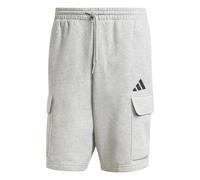 adidas Uomo Essentials FEELCOZY Fleece Cargo Short, Medium Grey Heather/Black, XL
