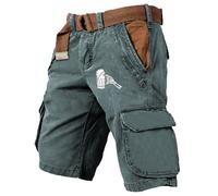 Pantalon Corto Cargo Hombre - Pantalones Cortos Cargo para Hombre con Estampados De Moda Ropa Informal Versátil para Festivales Y Uso Diario Pantalones De Entrenamiento Al Aire Libre (Mint Green XL)