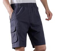 Pantalon Corto Cargo Hombre Trabajo Bermudas Verano - Cinco Cuartos Estilo Informal Holgados Modernos cómodos Negocios Comercio Exterior Ropa Trabajo Europea Color sólido con múltiples (Dark Gray XL)
