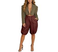 Pantalon Corto Cintura Alta Mujer Bermudas Piel Moda Basketball Jardinera Baño Capri Frescas Oversize Estampados Comodo Training Vaporoso Vintage Compresivo Cuadrille Eco Rasgados Pechera