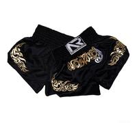 Pantalón corto de boxeo con elástico en la cintura, unisex, para MMA y Muay Thai, Negro, L