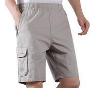 Pantalón Corto De Trabajo Hombre Mens Shorts - Cinco Cuartos Estilo Informal Holgados Modernos cómodos Negocios Comercio Exterior Ropa Trabajo Europea Color sólido con múltiples (Grey XL)