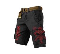 Pantalon Corto De Trabajo Hombre - Pantalones Cortos Cargo Estampados para Exteriores Aventuras Trabajo Utilidad Duraderos Informales Ropa De Calle (Black L)